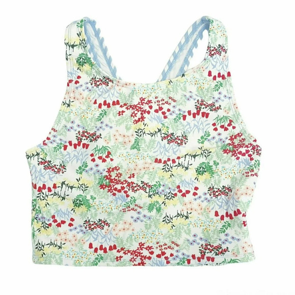 Hanna Andersson Girls  Floral  Stripes Bikini Tankini Swimsuit  Top size 130 - Picture 1 of 7